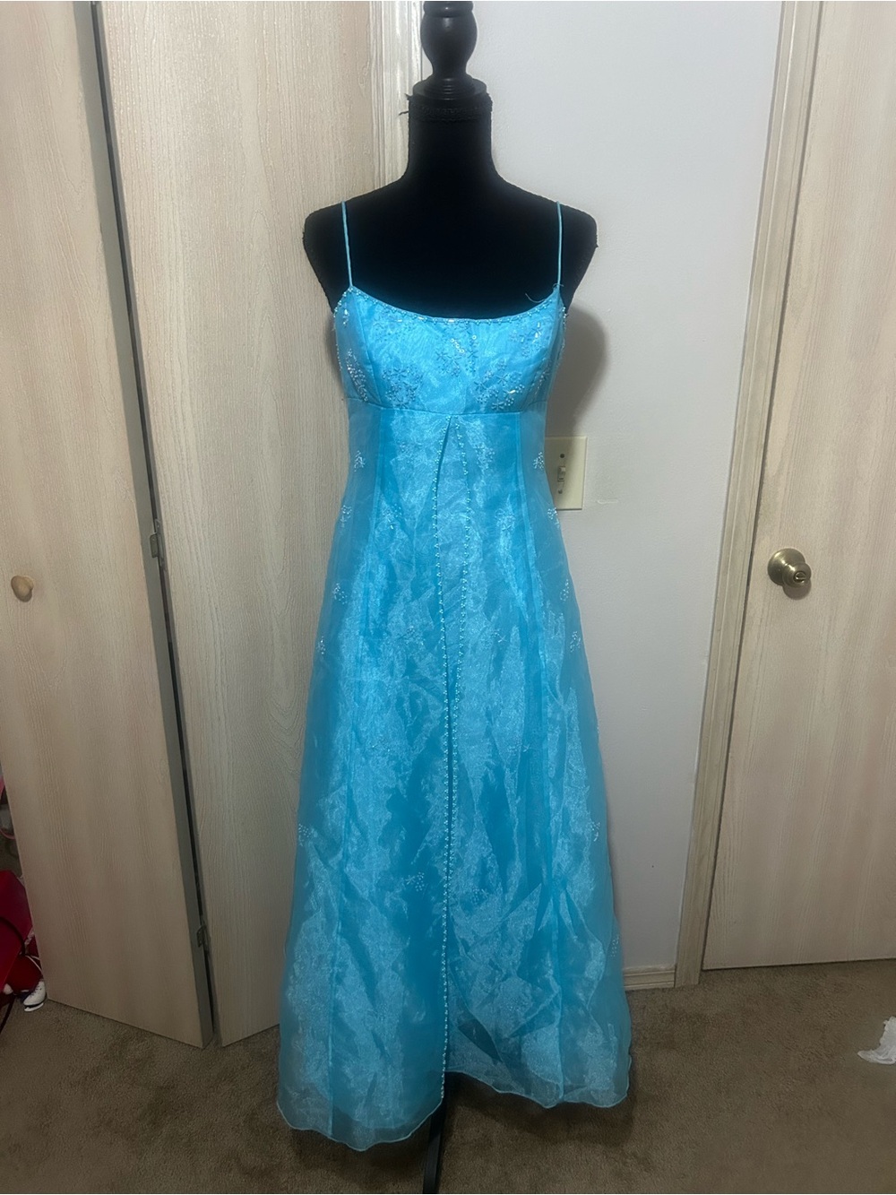 Morgan & Co. Aqua Spaghetti-Strap Maxi Dress